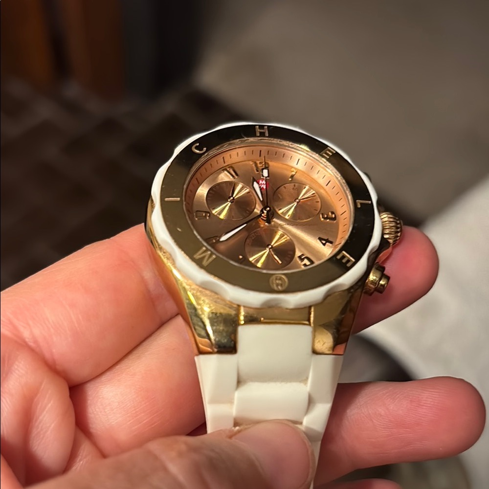 MICHELE TAHITIAN JELLY BEAN ROSE GOLD,WHITE SILICONE BAND WATCH-MWW12F000030 - Picture 7 of 9